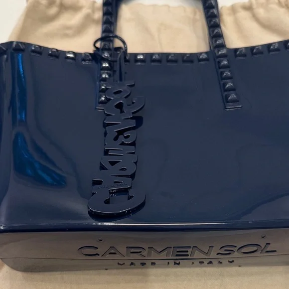 Carmen Sol NWT Navy Blue Women's Tote Bag - Picture 6 of 11